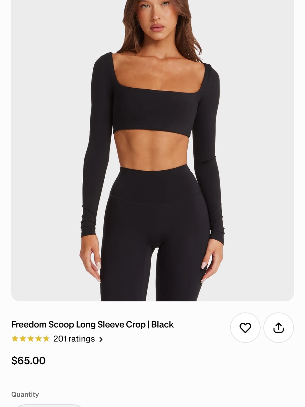Crop Shop Boutique Square Neck Long Sleeve Crop Top - Black